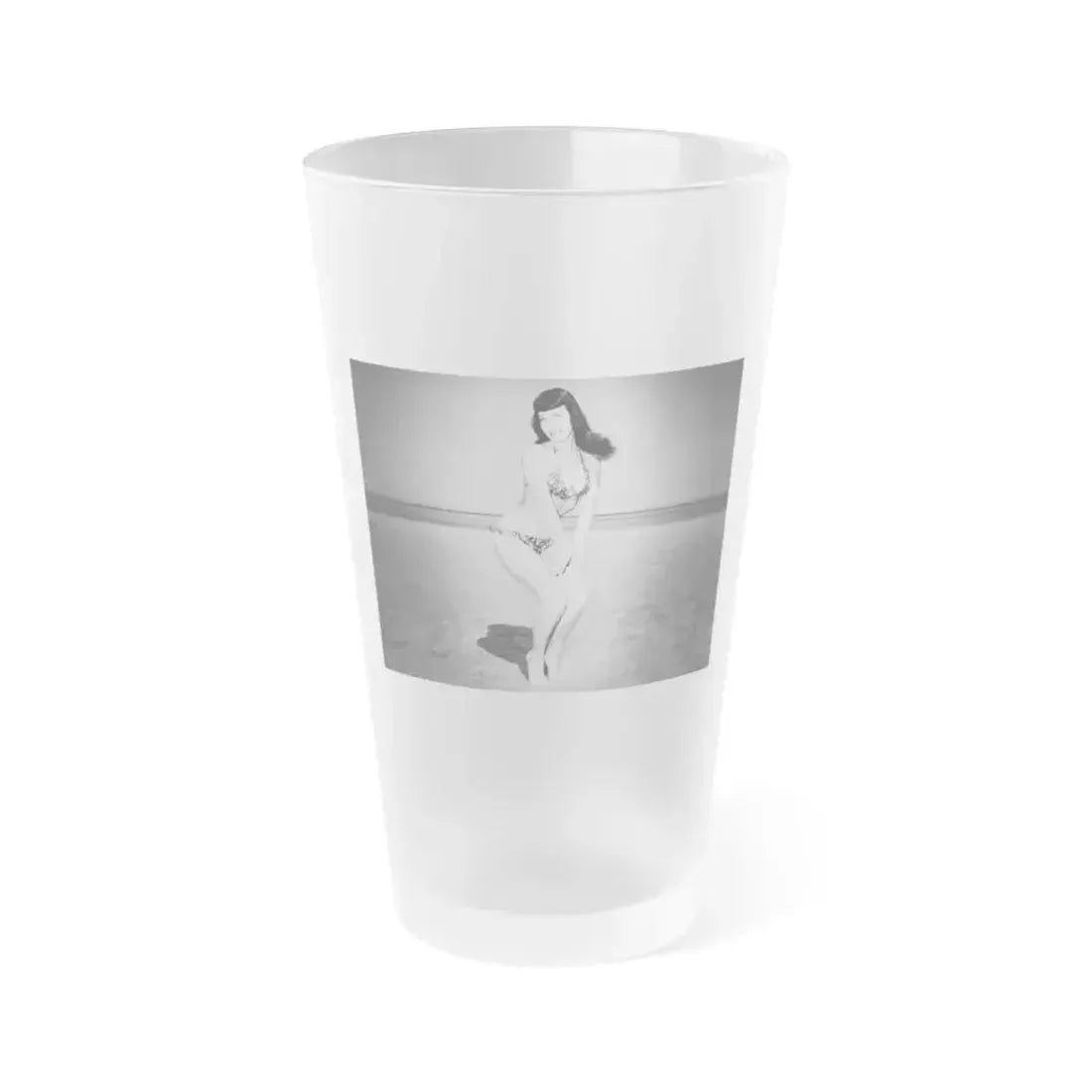Bettie Page #732 (Vintage Female Icon) Frosted Pint Glass 16oz 16oz Frosted - Go Mug Yourself