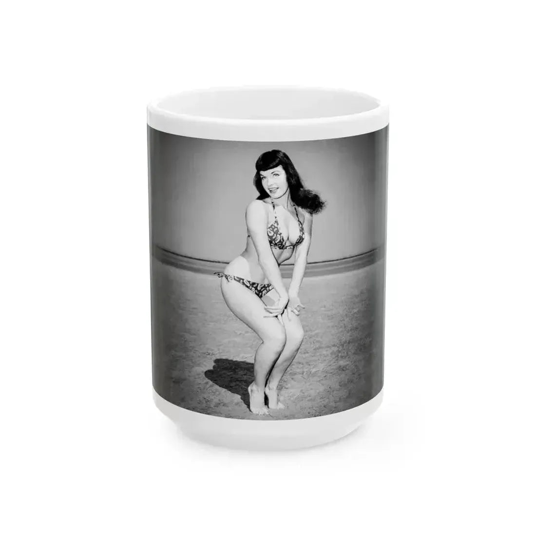 Bettie Page #732 (Vintage Female Icon) White Coffee Mug 15oz - Go Mug Yourself