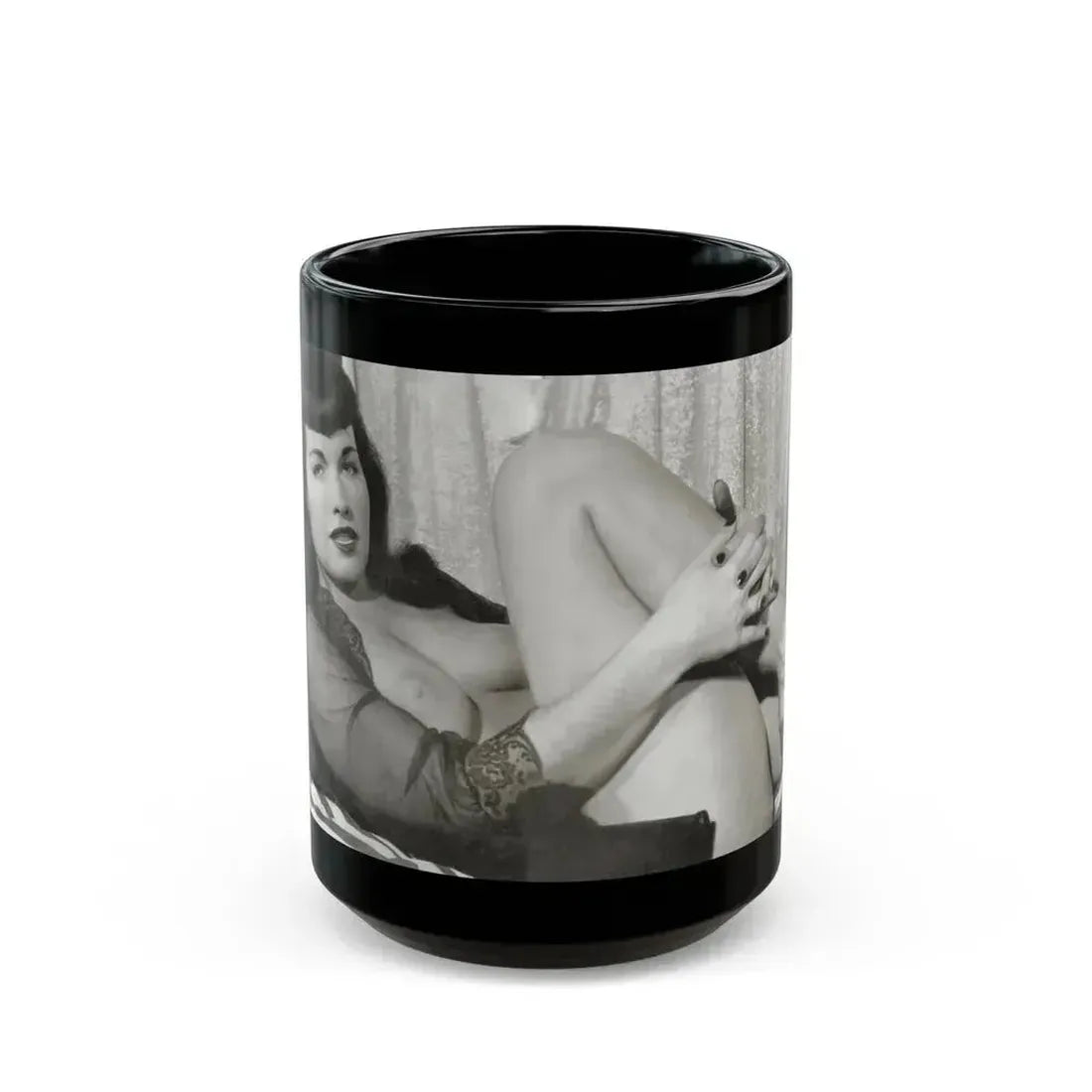 Bettie Page #743 (Vintage Female Icon) Black Coffee Mug 15oz - Go Mug Yourself
