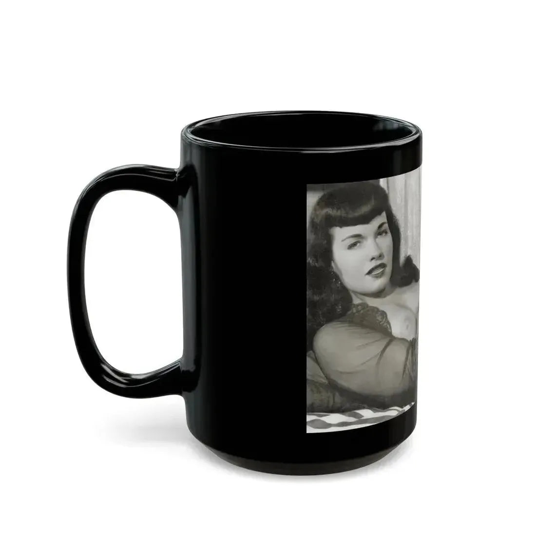 Bettie Page #743 (Vintage Female Icon) Black Coffee Mug - Go Mug Yourself