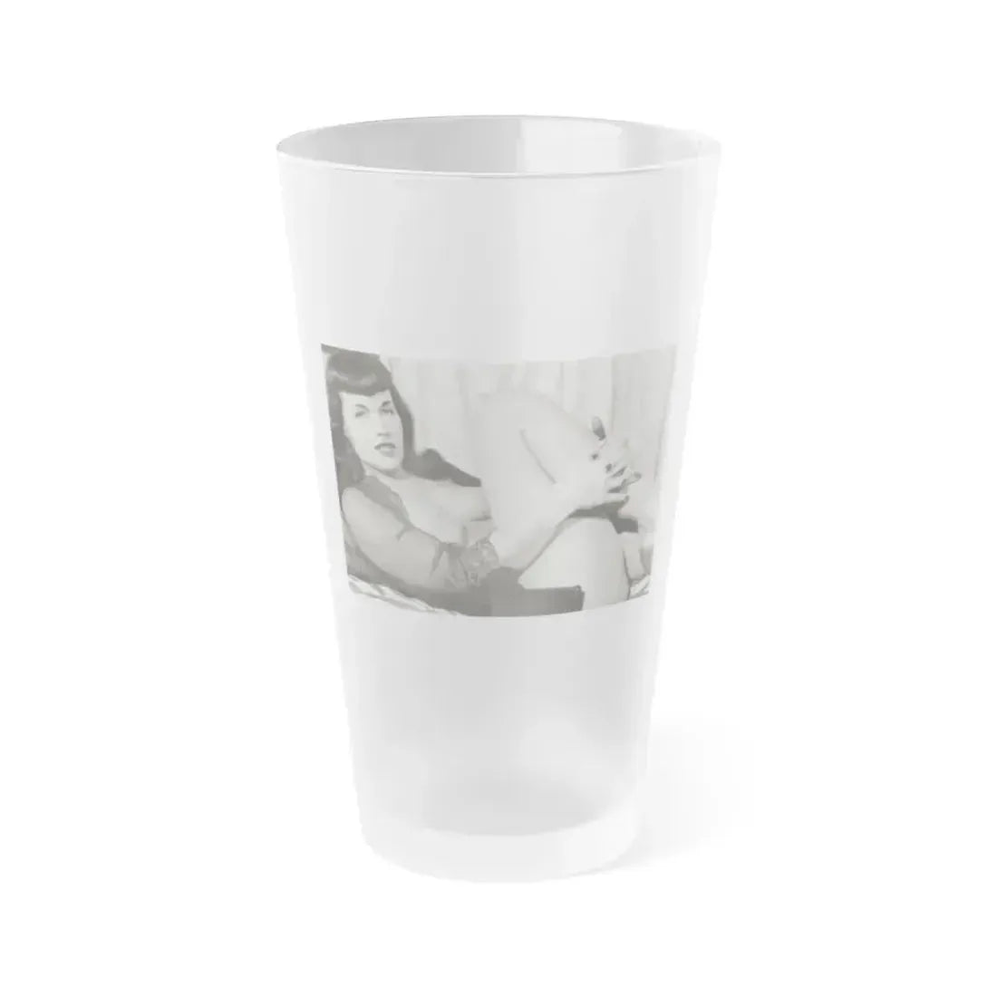 Bettie Page #743 (Vintage Female Icon) Frosted Pint Glass 16oz 16oz Frosted - Go Mug Yourself