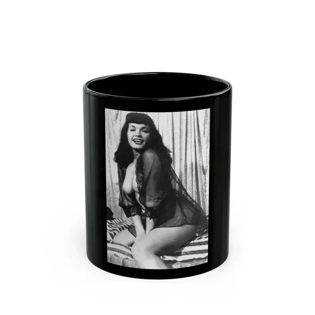 Bettie Page #744 (Vintage Female Icon) Black Coffee Mug 11oz - Go Mug Yourself