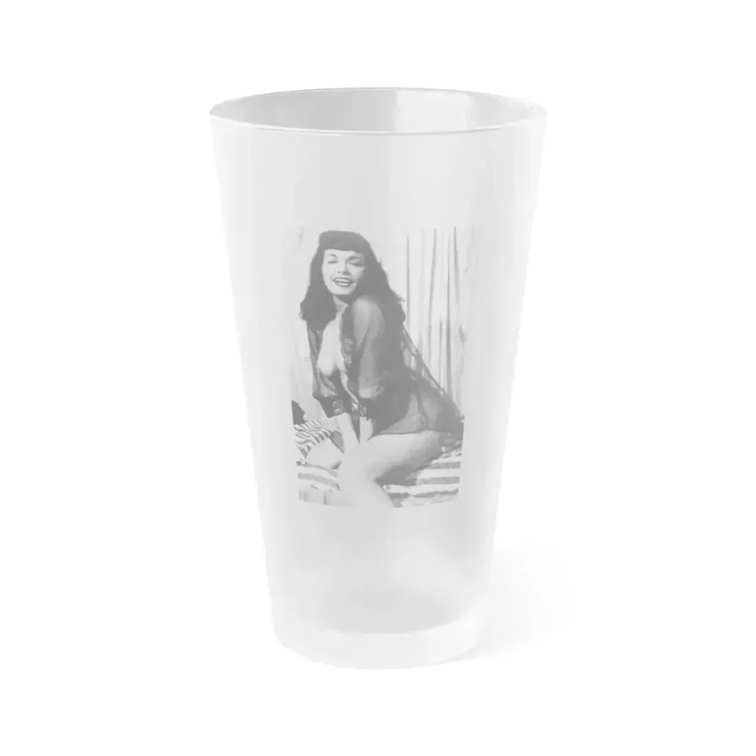 Bettie Page #744 (Vintage Female Icon) Frosted Pint Glass 16oz 16oz Frosted - Go Mug Yourself