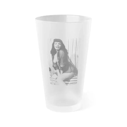 Bettie Page #744 (Vintage Female Icon) Frosted Pint Glass 16oz 16oz Frosted - Go Mug Yourself