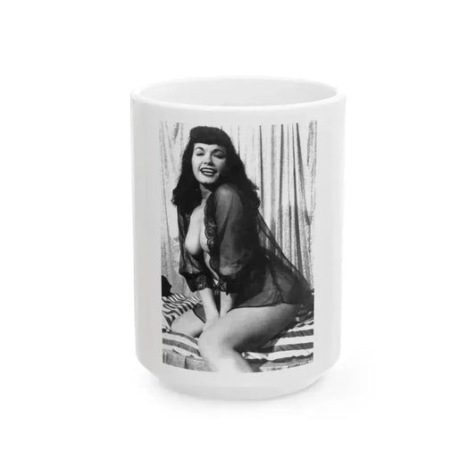 Bettie Page #744 (Vintage Female Icon) White Coffee Mug 15oz - Go Mug Yourself