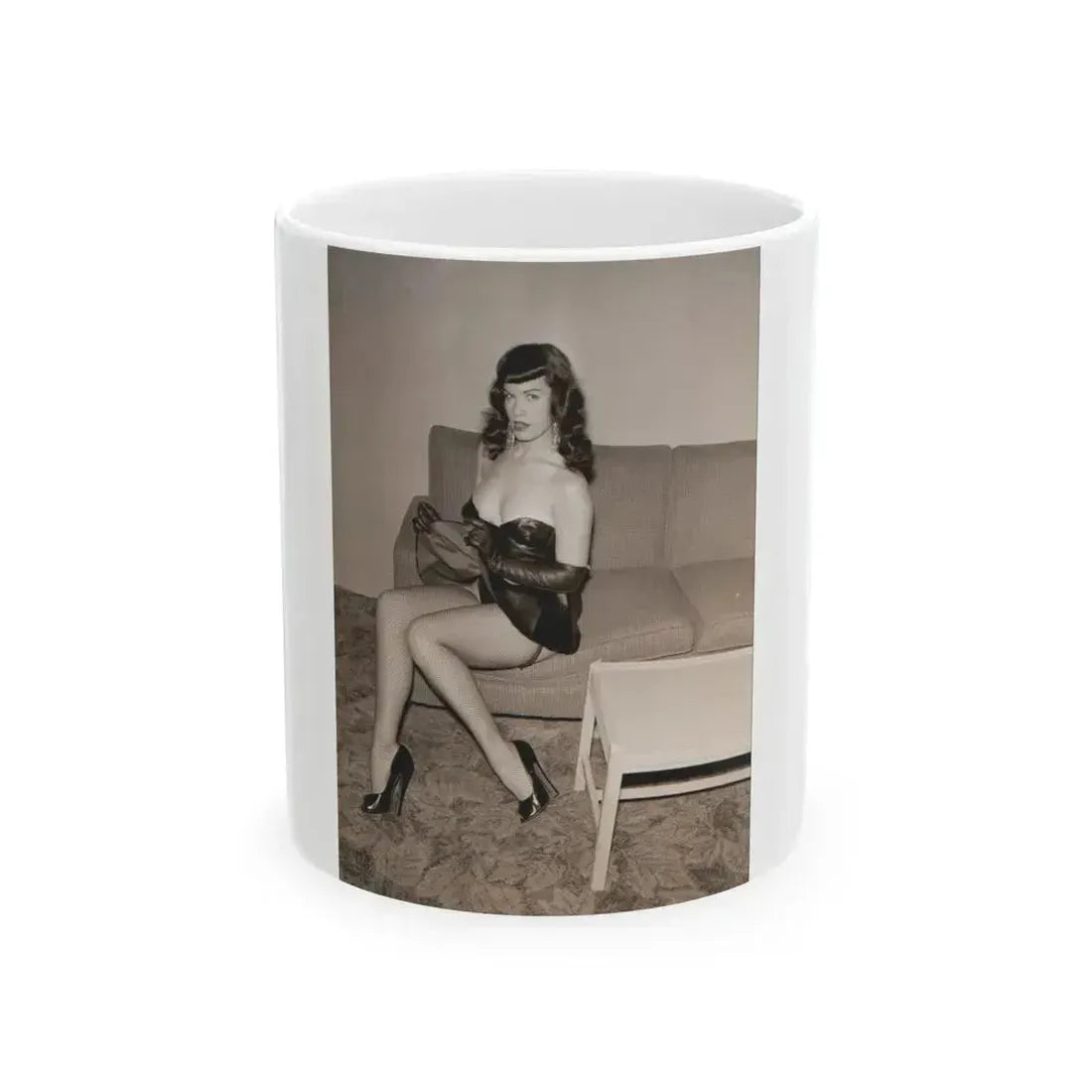 Bettie Page #75 (Vintage Female Icon) White Coffee Mug 11oz - Go Mug Yourself