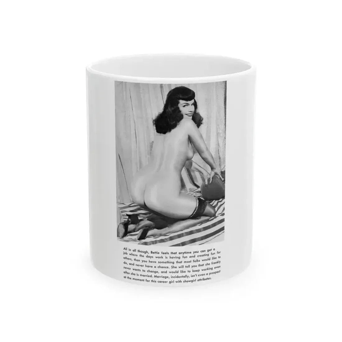 Bettie Page #750 (Vintage Female Icon) White Coffee Mug 11oz - Go Mug Yourself