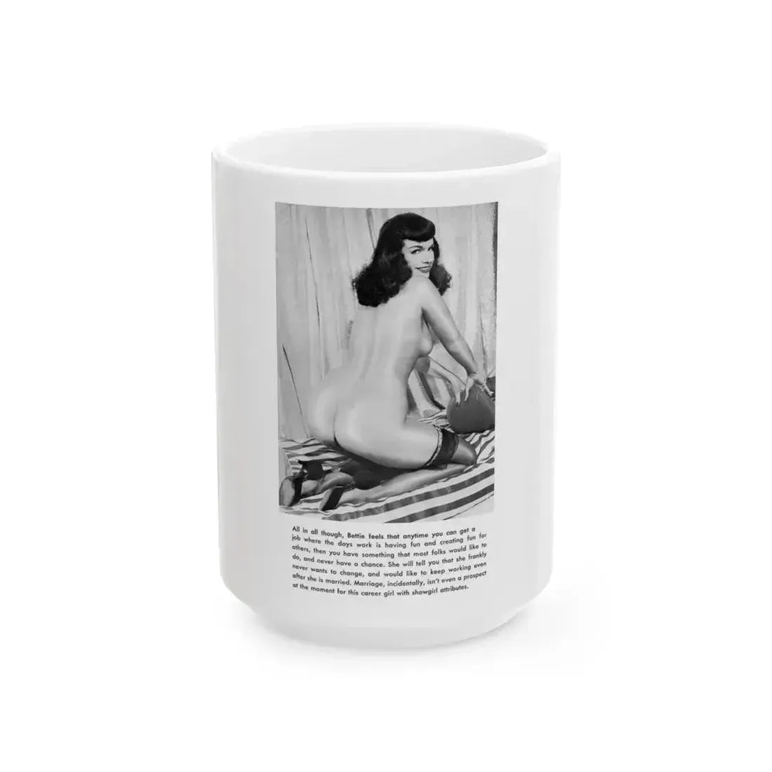 Bettie Page #750 (Vintage Female Icon) White Coffee Mug 15oz - Go Mug Yourself