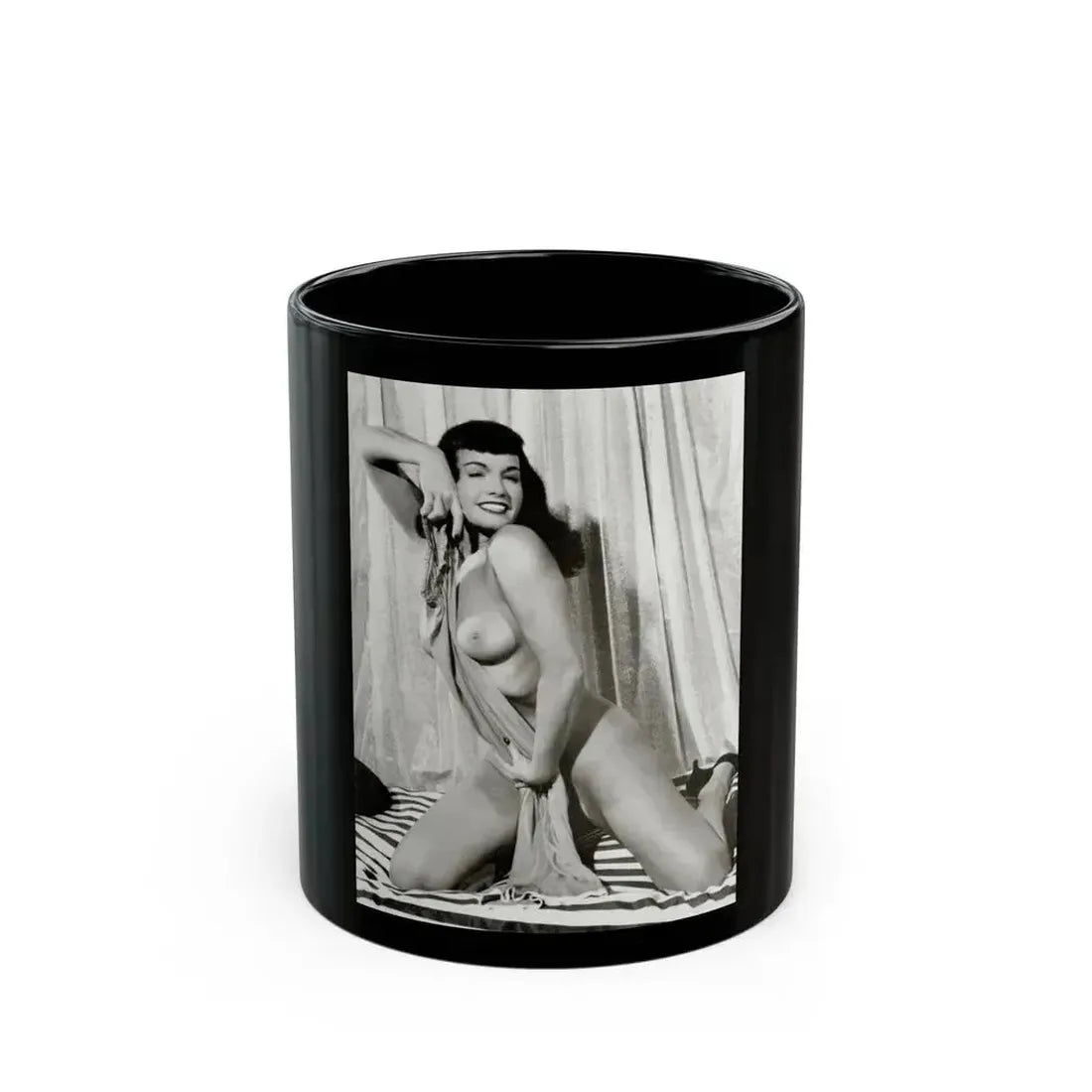 Bettie Page #752 (Vintage Female Icon) Black Coffee Mug 11oz - Go Mug Yourself
