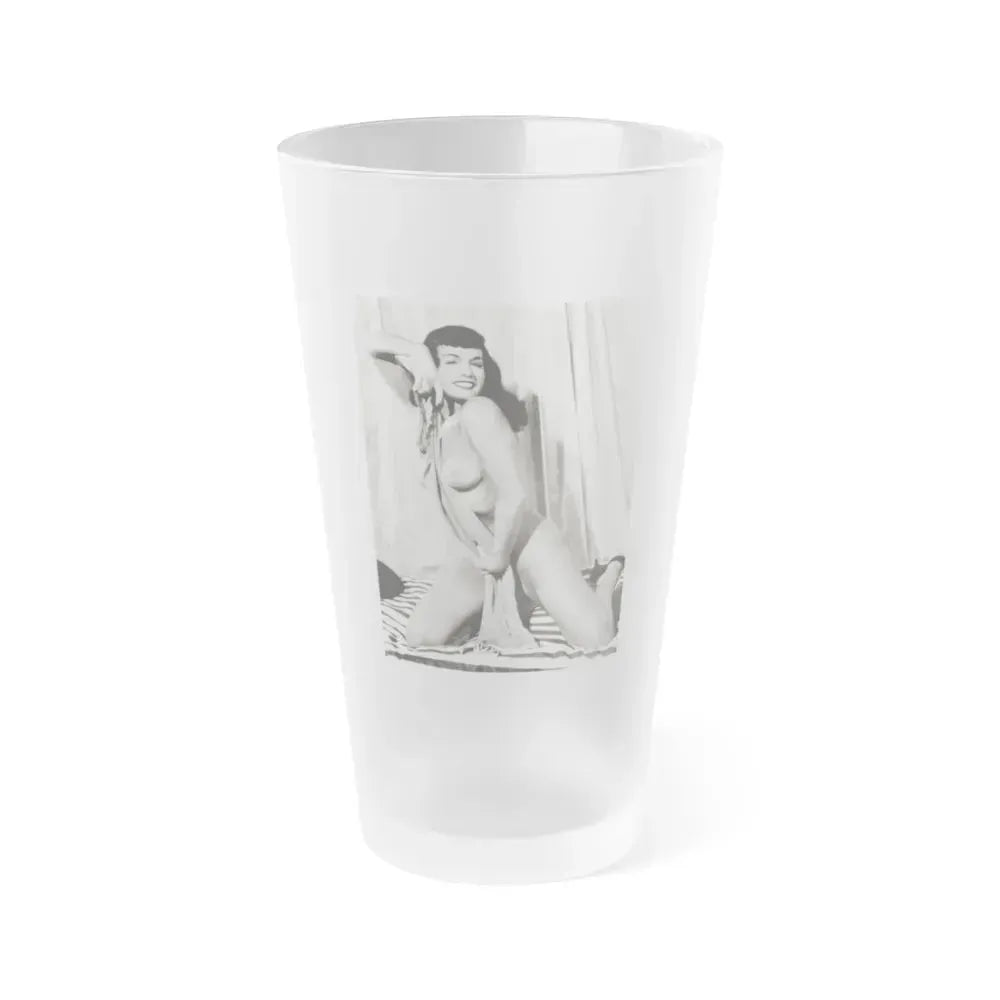 Bettie Page #752 (Vintage Female Icon) Frosted Pint Glass 16oz 16oz Frosted - Go Mug Yourself