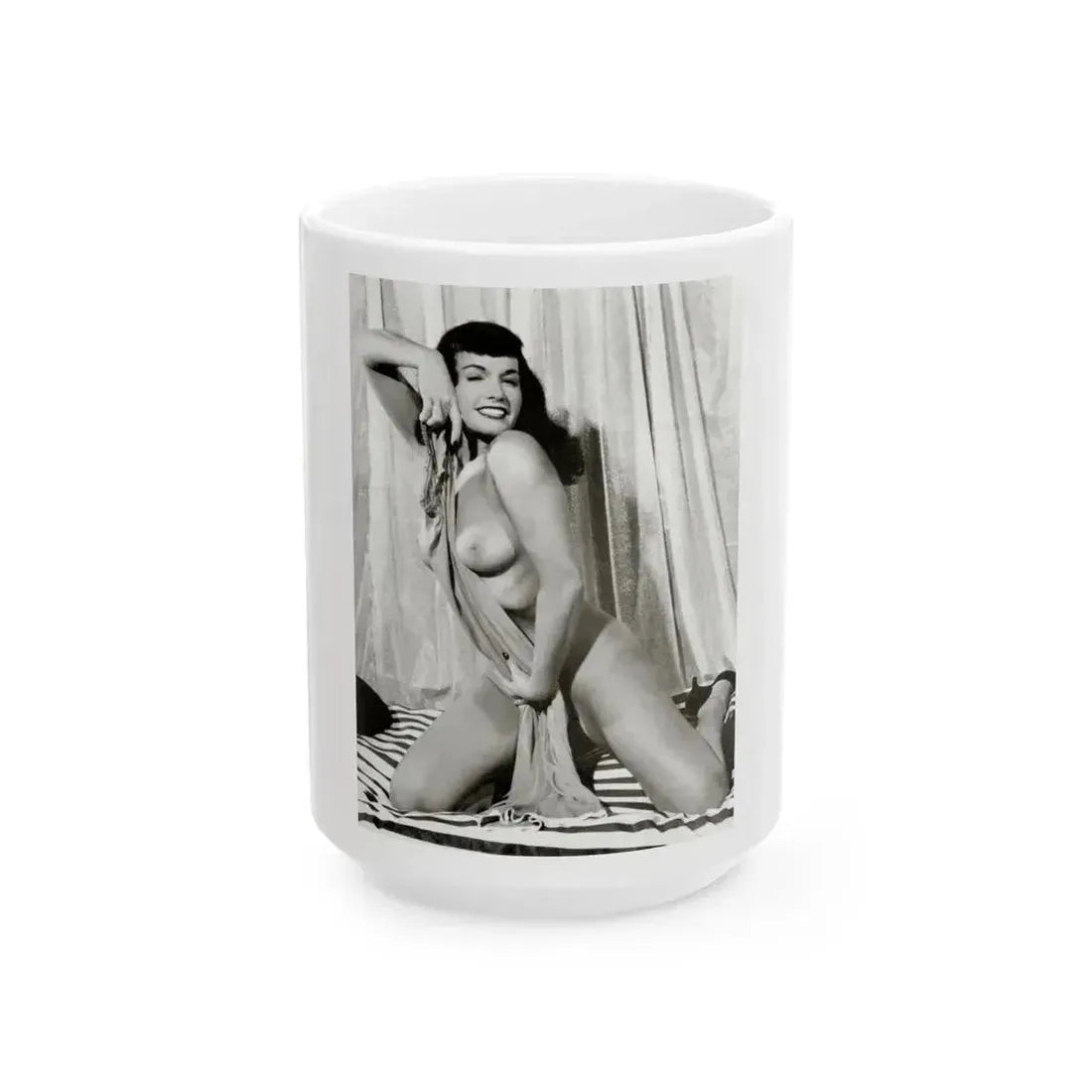 Bettie Page #752 (Vintage Female Icon) White Coffee Mug 15oz - Go Mug Yourself