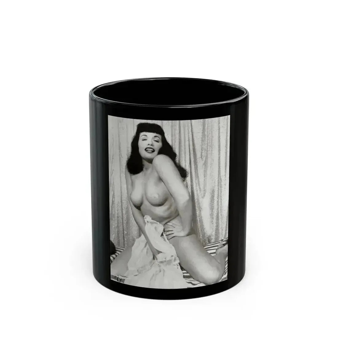 Bettie Page #755 (Vintage Female Icon) Black Coffee Mug 11oz - Go Mug Yourself