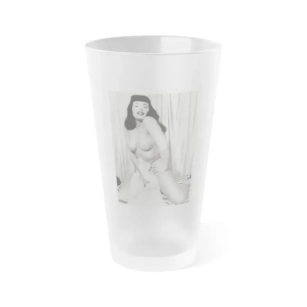Bettie Page #755 (Vintage Female Icon) Frosted Pint Glass 16oz 16oz Frosted - Go Mug Yourself