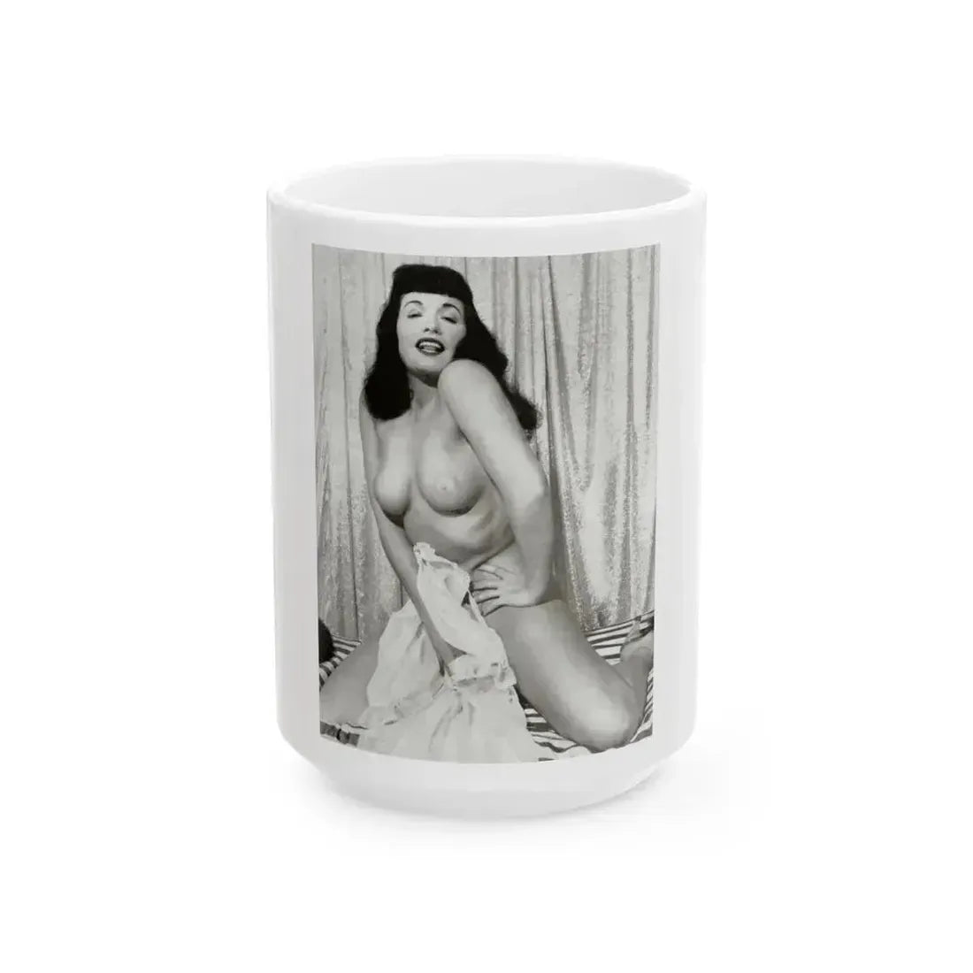 Bettie Page #755 (Vintage Female Icon) White Coffee Mug 15oz - Go Mug Yourself