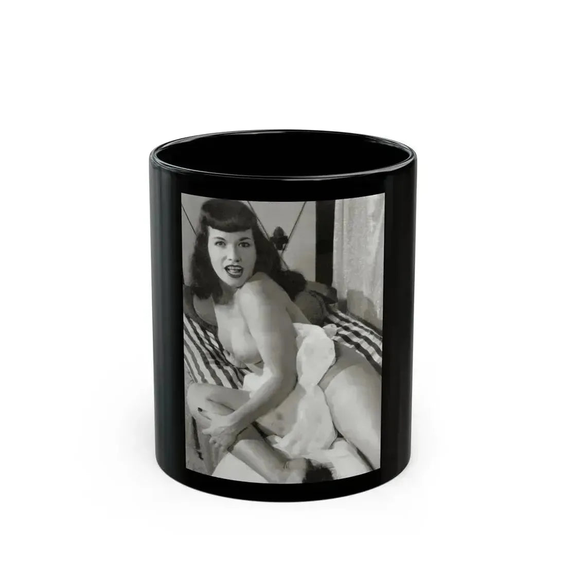 Bettie Page #756 (Vintage Female Icon) Black Coffee Mug 11oz - Go Mug Yourself