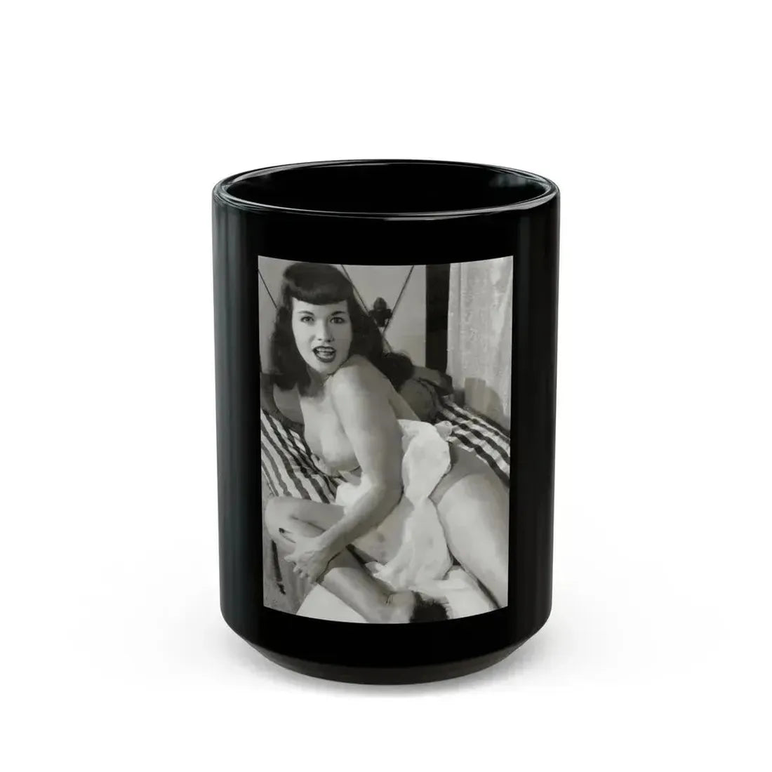 Bettie Page #756 (Vintage Female Icon) Black Coffee Mug 15oz - Go Mug Yourself