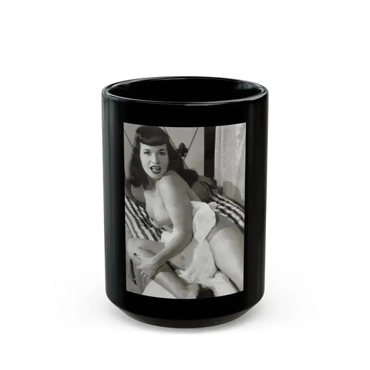 Bettie Page #756 (Vintage Female Icon) Black Coffee Mug 15oz - Go Mug Yourself