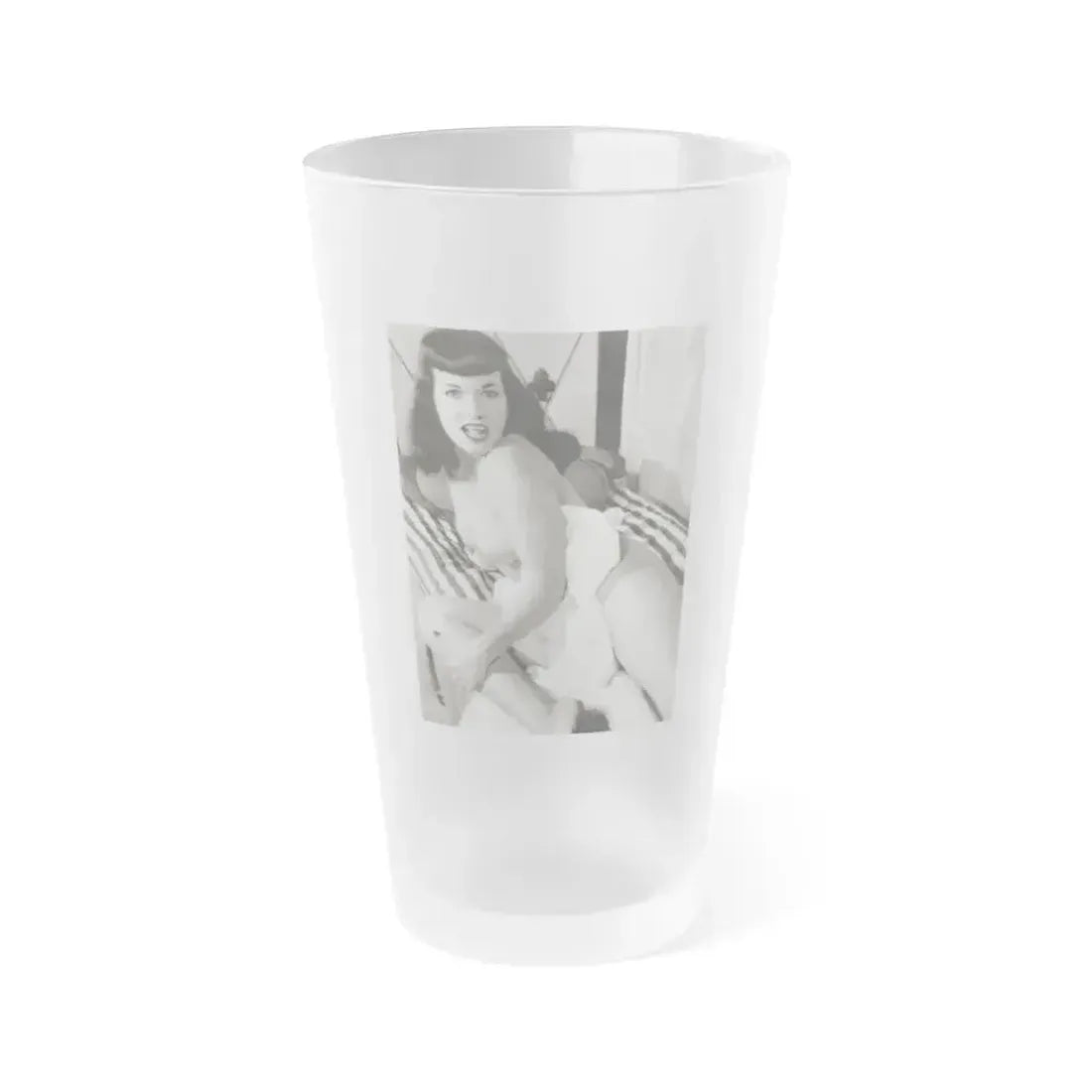 Bettie Page #756 (Vintage Female Icon) Frosted Pint Glass 16oz 16oz Frosted - Go Mug Yourself