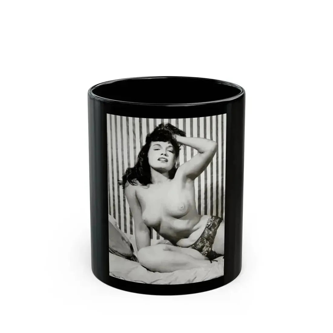Bettie Page #757 (Vintage Female Icon) Black Coffee Mug 11oz - Go Mug Yourself