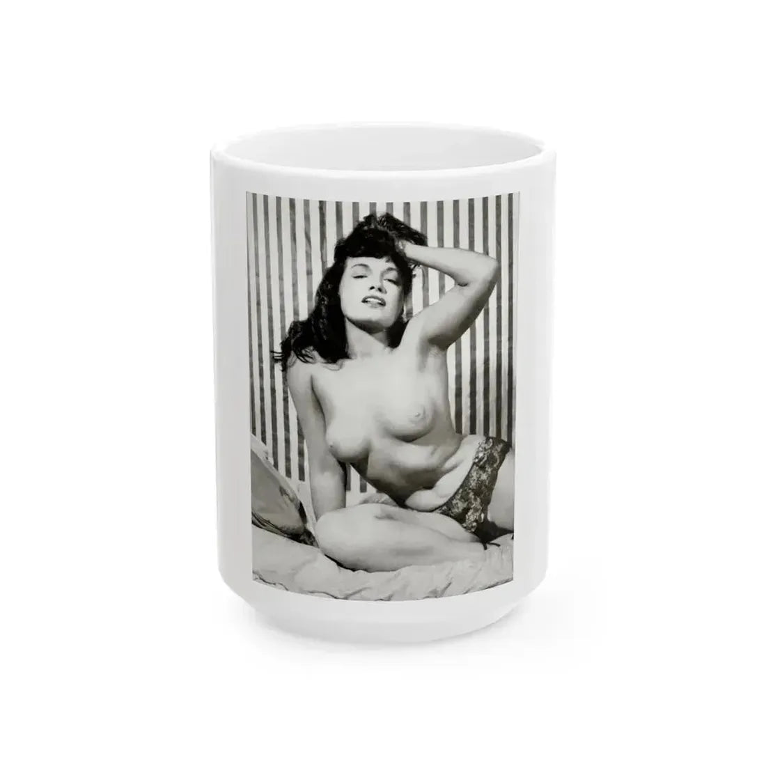 Bettie Page #757 (Vintage Female Icon) White Coffee Mug 15oz - Go Mug Yourself