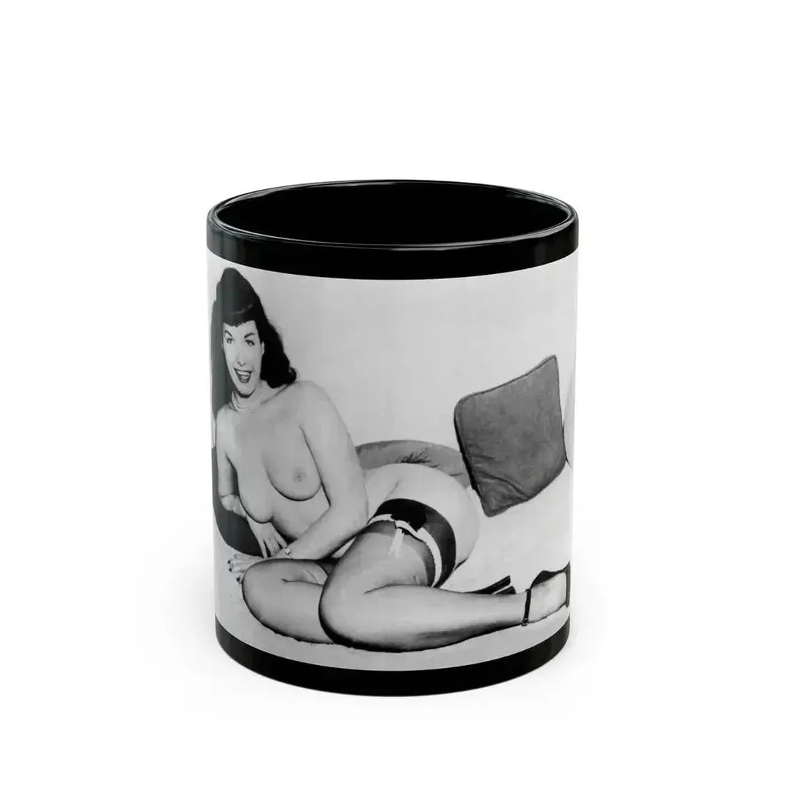 Bettie Page #766 (Vintage Female Icon) Black Coffee Mug 11oz - Go Mug Yourself