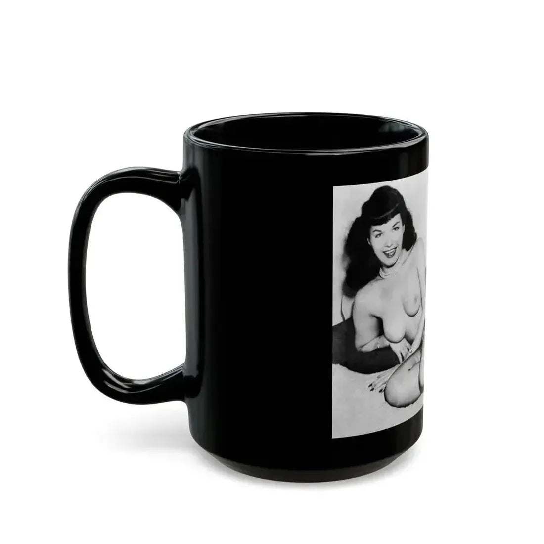 Bettie Page #766 (Vintage Female Icon) Black Coffee Mug - Go Mug Yourself