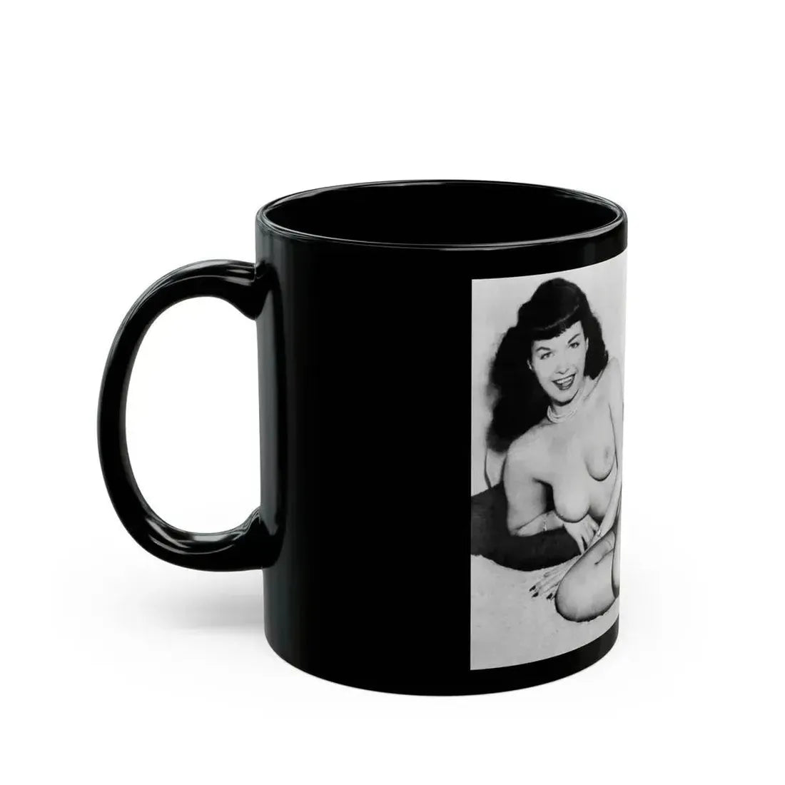 Bettie Page #766 (Vintage Female Icon) Black Coffee Mug - Go Mug Yourself