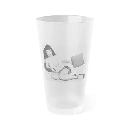 Bettie Page #766 (Vintage Female Icon) Frosted Pint Glass 16oz 16oz Frosted - Go Mug Yourself