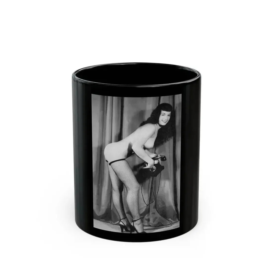 Bettie Page #780 (Vintage Female Icon) Black Coffee Mug 11oz - Go Mug Yourself