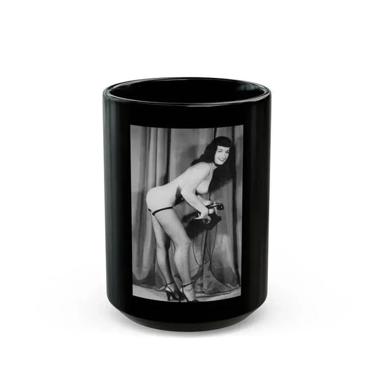 Bettie Page #780 (Vintage Female Icon) Black Coffee Mug 15oz - Go Mug Yourself