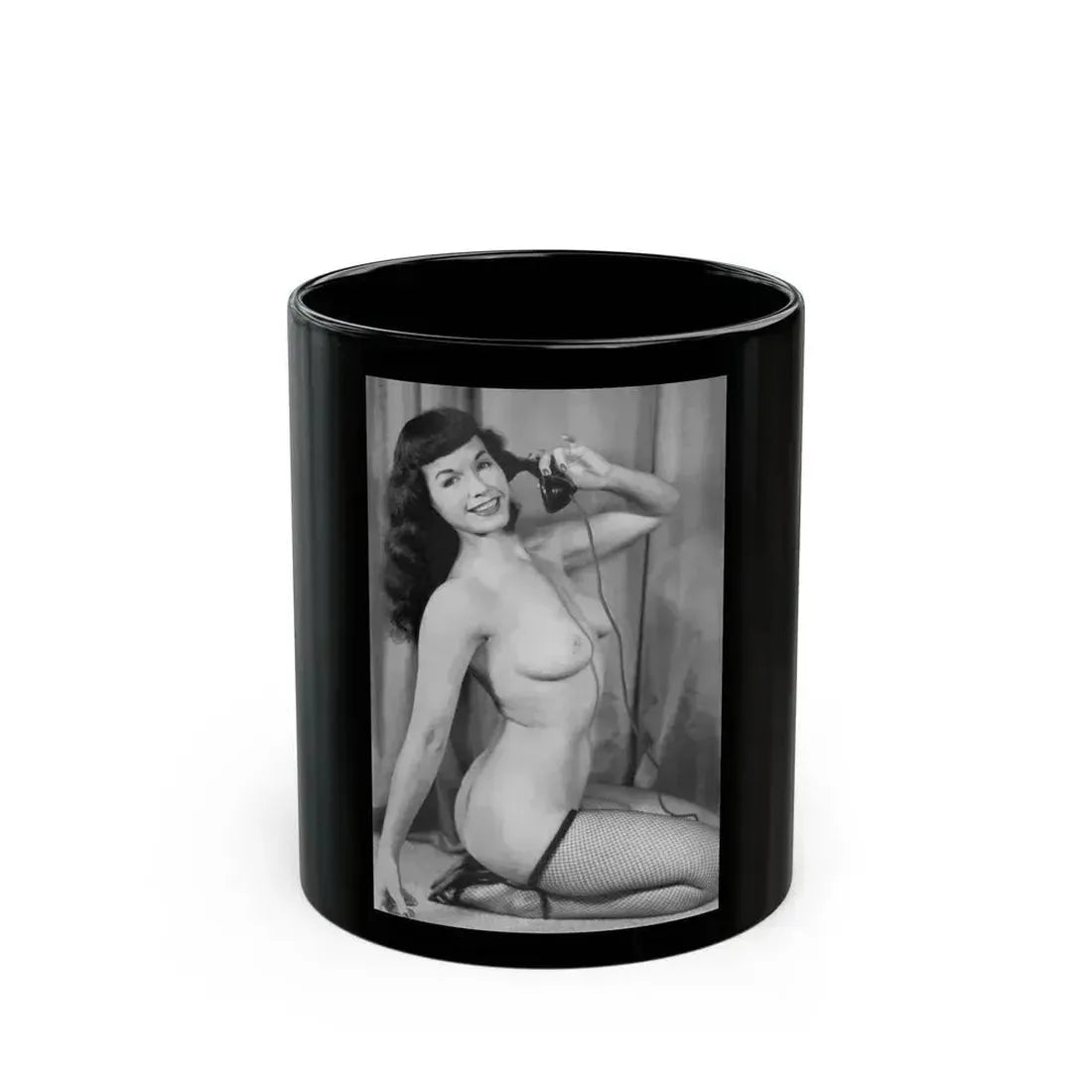 Bettie Page #781 (Vintage Female Icon) Black Coffee Mug 11oz - Go Mug Yourself