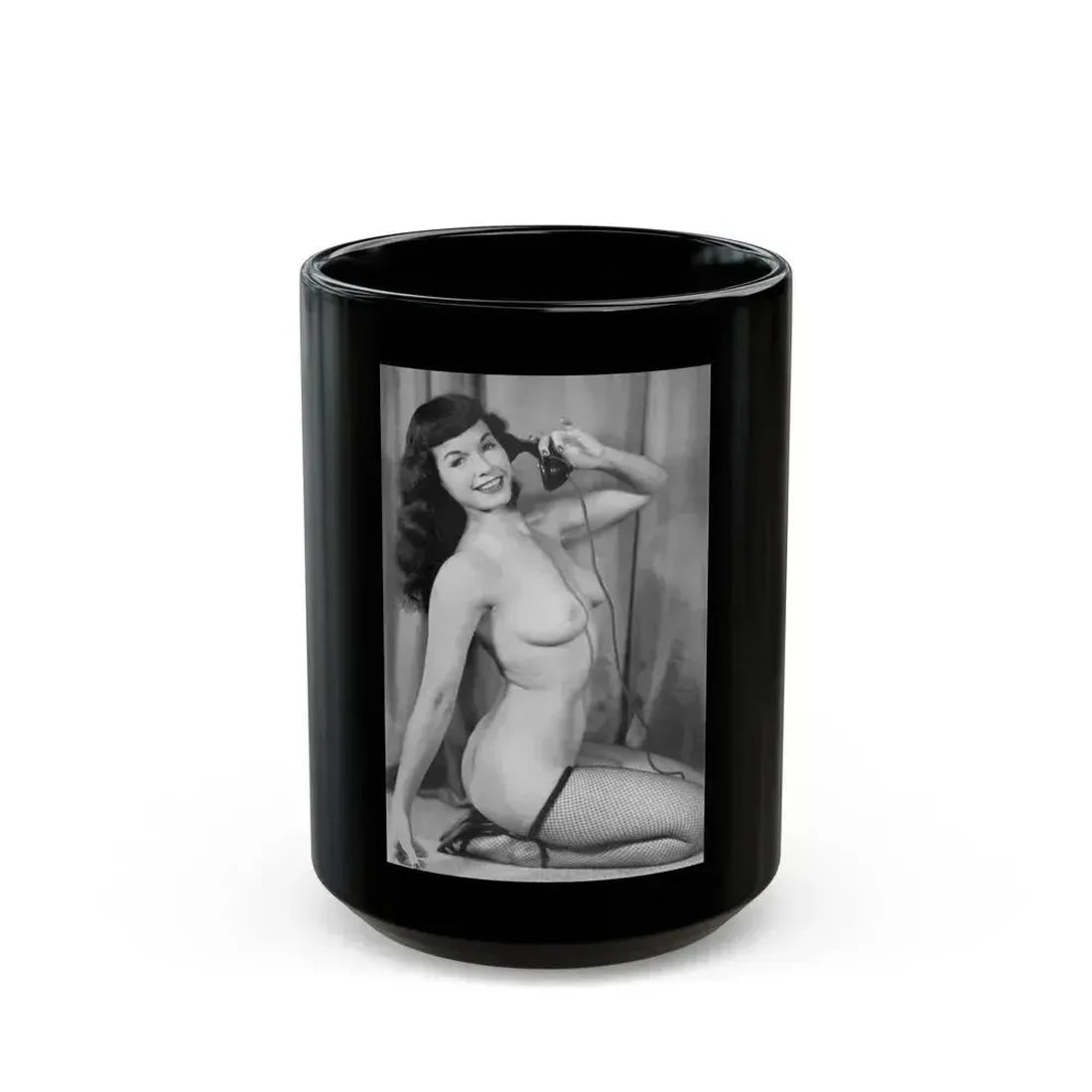 Bettie Page #781 (Vintage Female Icon) Black Coffee Mug 15oz - Go Mug Yourself