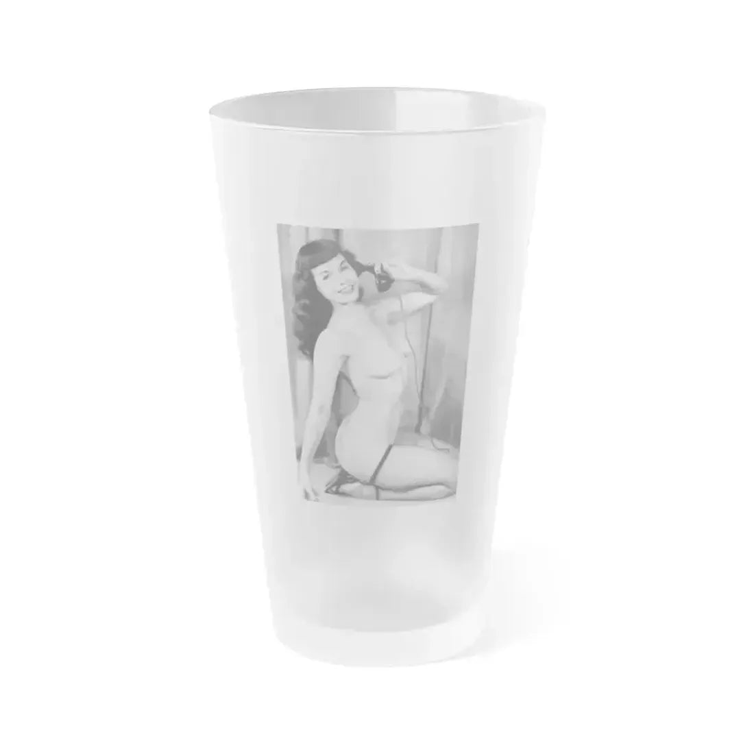 Bettie Page #781 (Vintage Female Icon) Frosted Pint Glass 16oz 16oz Frosted - Go Mug Yourself