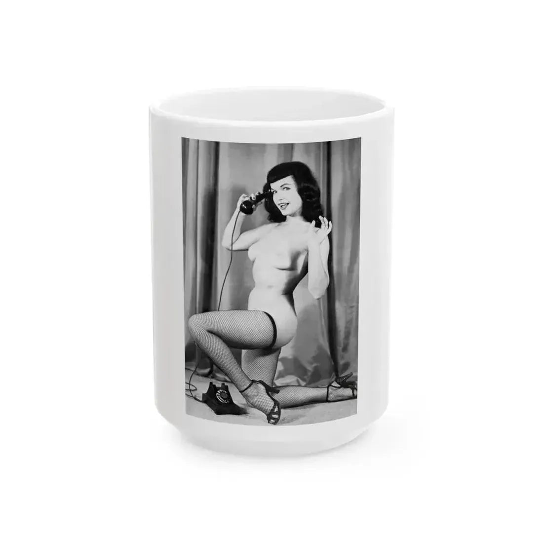 Bettie Page #782 (Vintage Female Icon) White Coffee Mug 15oz - Go Mug Yourself
