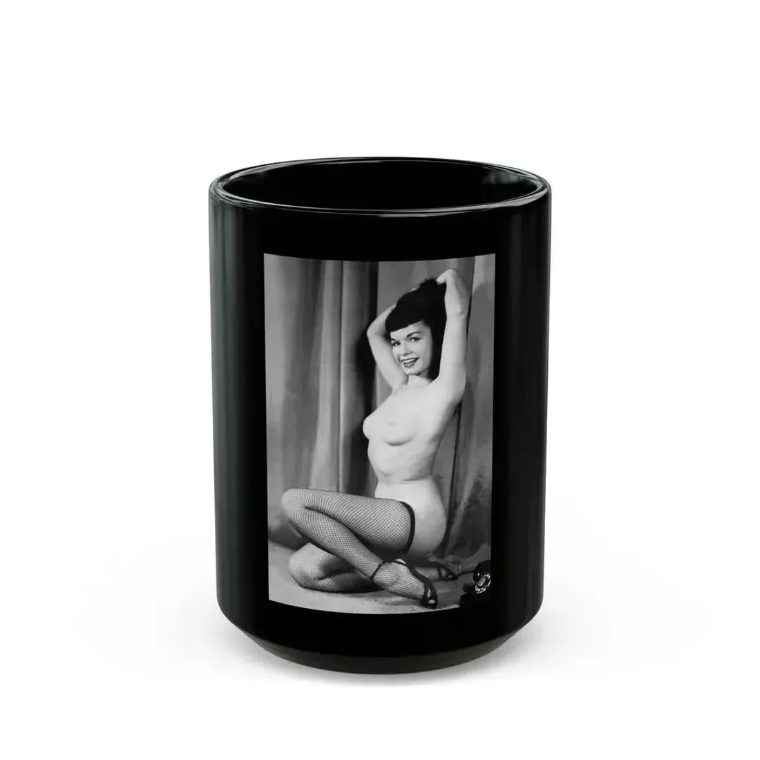 Bettie Page #783 (Vintage Female Icon) Black Coffee Mug 15oz - Go Mug Yourself