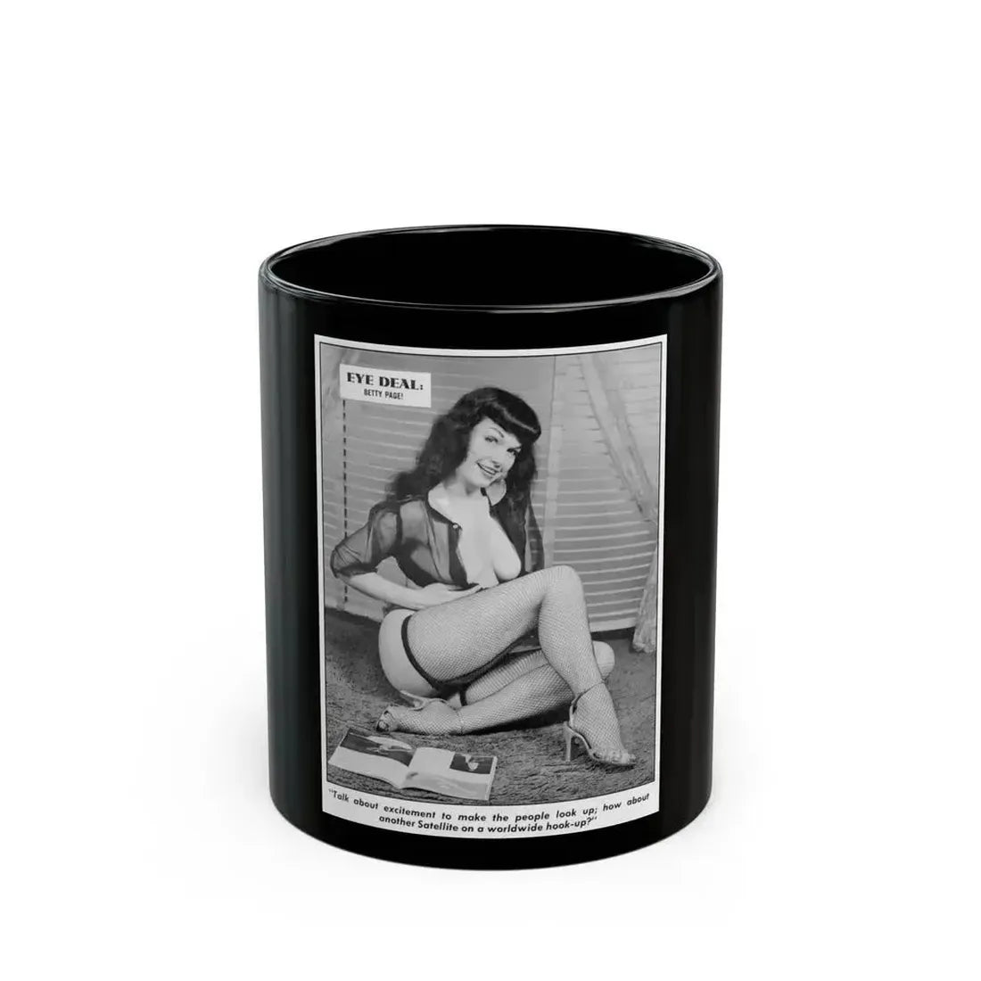 Bettie Page #784 (Vintage Female Icon) Black Coffee Mug 11oz - Go Mug Yourself