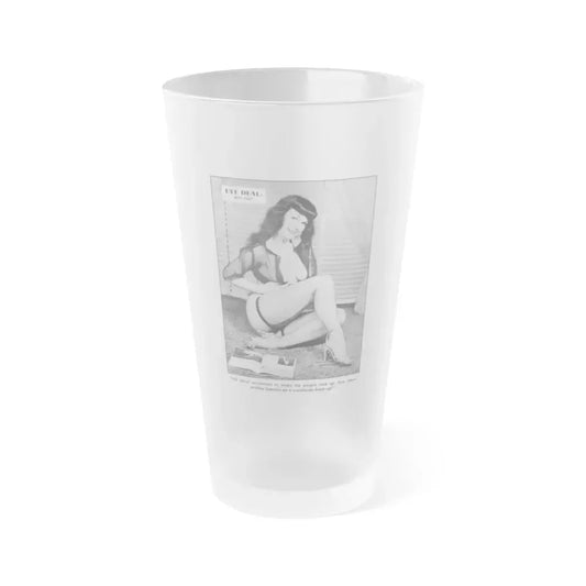 Bettie Page #784 (Vintage Female Icon) Frosted Pint Glass 16oz 16oz Frosted - Go Mug Yourself