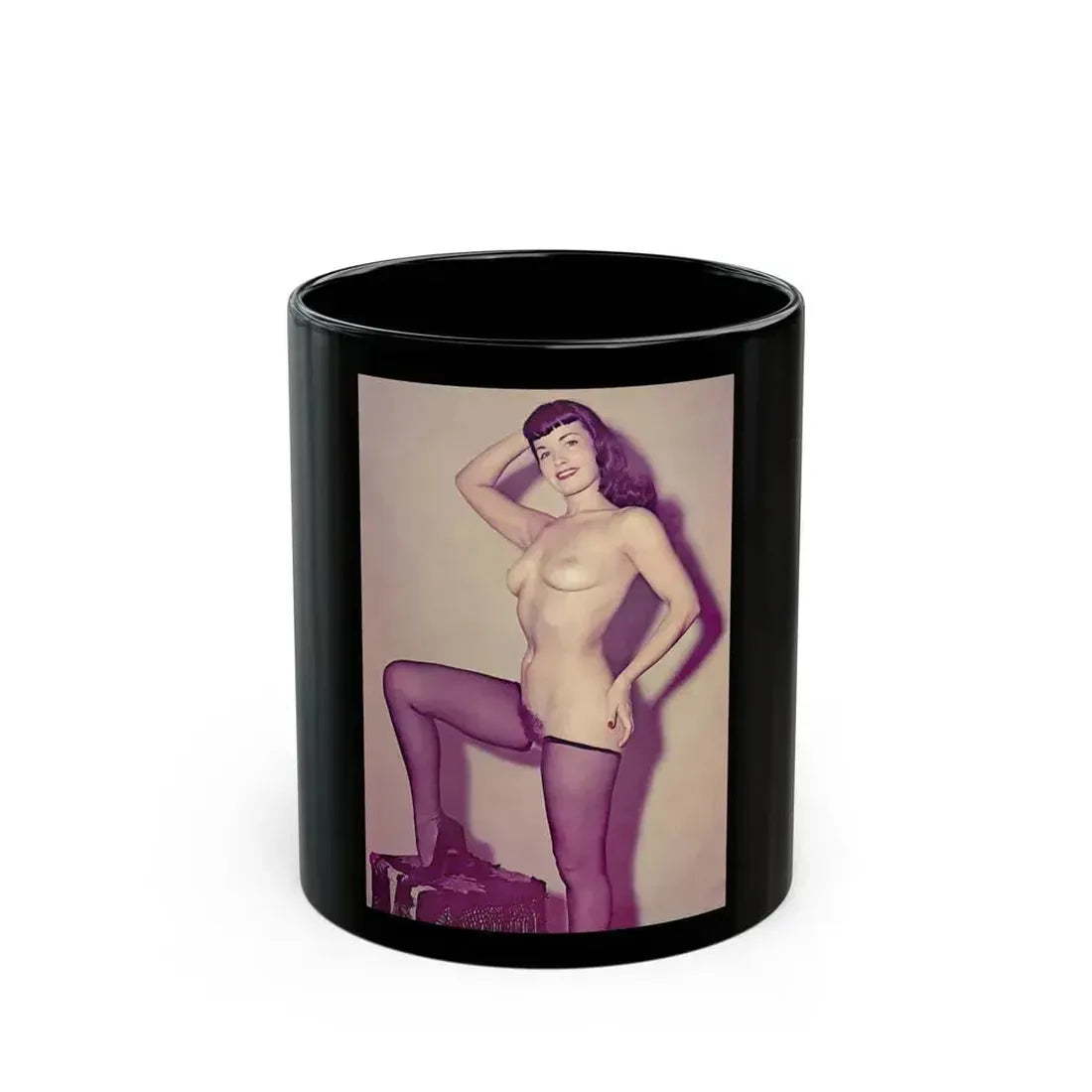 Bettie Page #785 (Vintage Female Icon) Black Coffee Mug 11oz - Go Mug Yourself