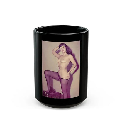 Bettie Page #785 (Vintage Female Icon) Black Coffee Mug 15oz - Go Mug Yourself