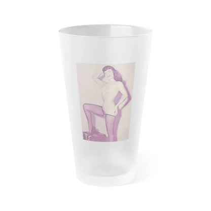 Bettie Page #785 (Vintage Female Icon) Frosted Pint Glass 16oz 16oz Frosted - Go Mug Yourself