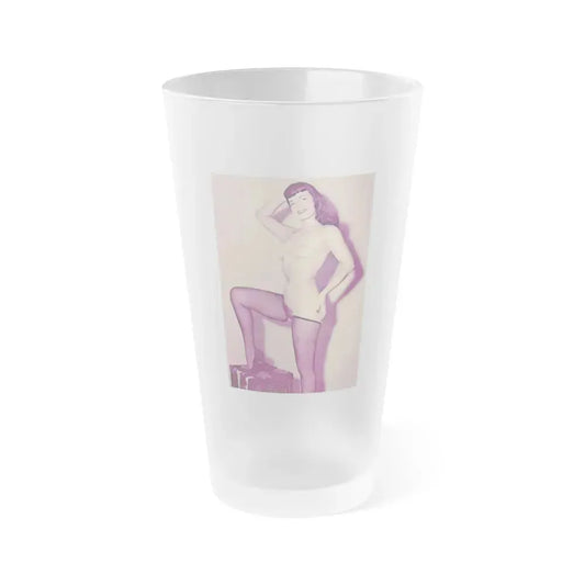 Bettie Page #785 (Vintage Female Icon) Frosted Pint Glass 16oz 16oz Frosted - Go Mug Yourself