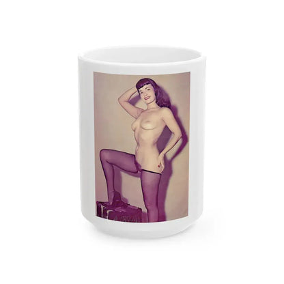 Bettie Page #785 (Vintage Female Icon) White Coffee Mug 15oz - Go Mug Yourself