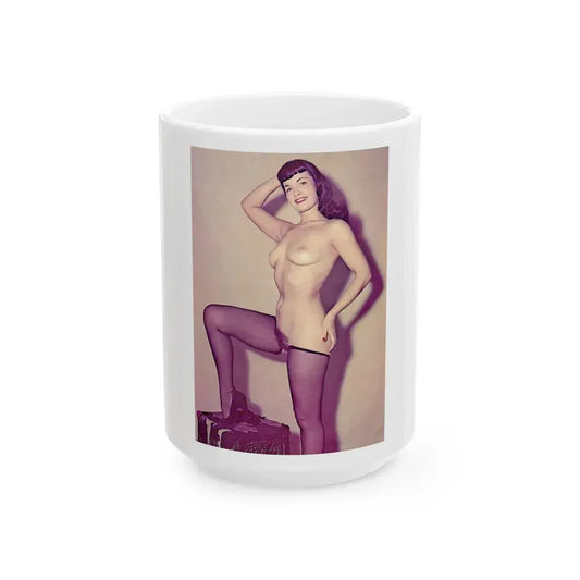 Bettie Page #785 (Vintage Female Icon) White Coffee Mug 15oz - Go Mug Yourself