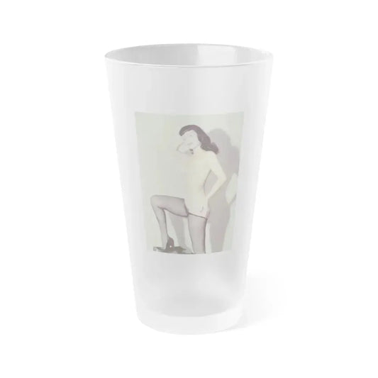 Bettie Page #786 (Vintage Female Icon) Frosted Pint Glass 16oz 16oz Frosted - Go Mug Yourself