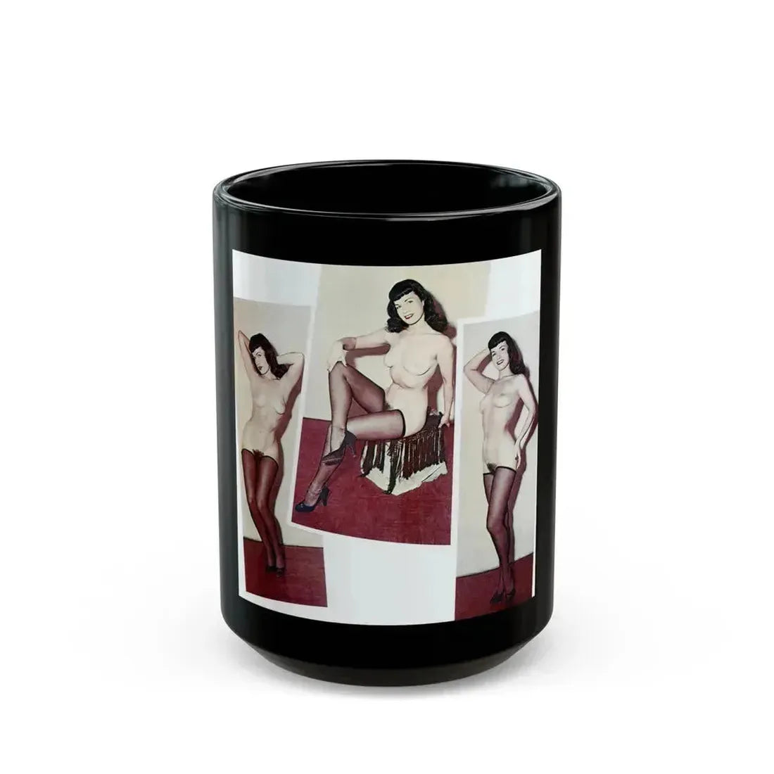 Bettie Page #787 (Vintage Female Icon) Black Coffee Mug 15oz - Go Mug Yourself