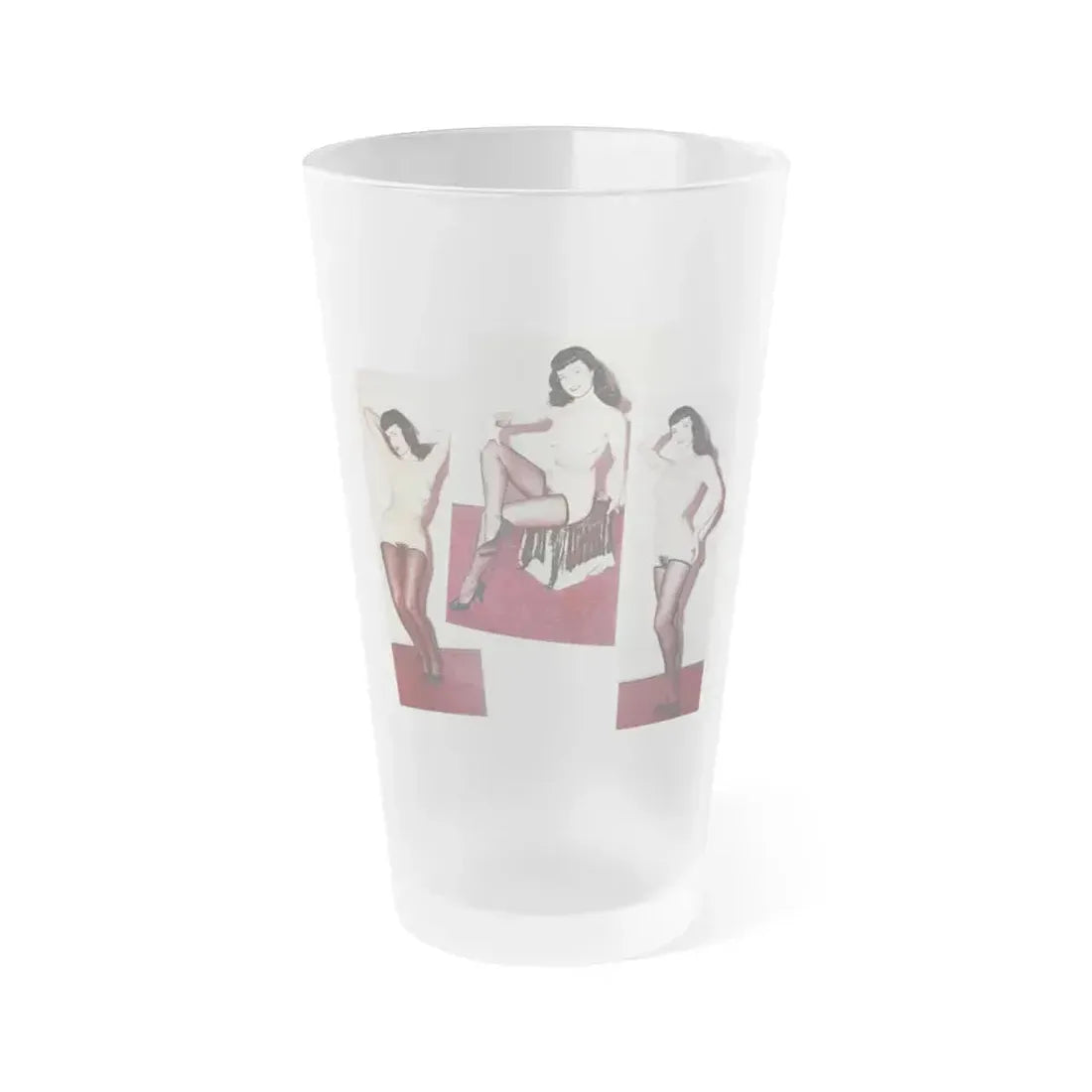 Bettie Page #787 (Vintage Female Icon) Frosted Pint Glass 16oz 16oz Frosted - Go Mug Yourself