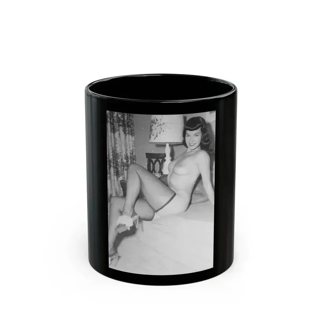 Bettie Page #789 (Vintage Female Icon) Black Coffee Mug 11oz - Go Mug Yourself
