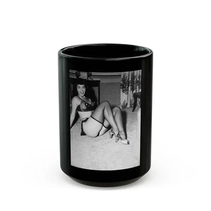 Bettie Page #791 (Vintage Female Icon) Black Coffee Mug 15oz - Go Mug Yourself