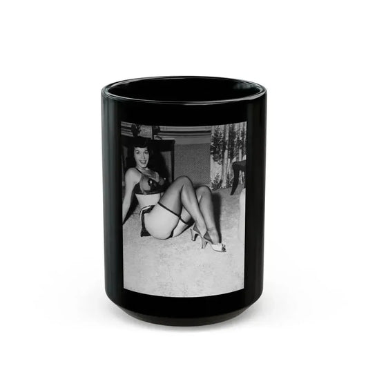 Bettie Page #791 (Vintage Female Icon) Black Coffee Mug 15oz - Go Mug Yourself