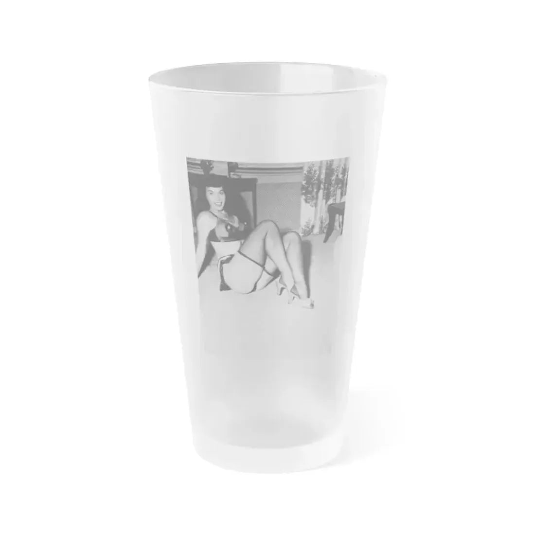 Bettie Page #791 (Vintage Female Icon) Frosted Pint Glass 16oz 16oz Frosted - Go Mug Yourself